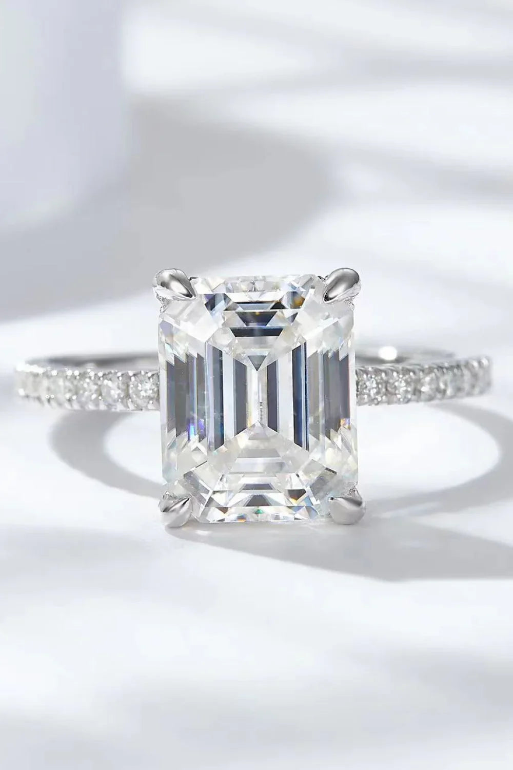 Moissanite Ring Isabella - Emerald-Cut Ocean Shine Women's Ring Velanci