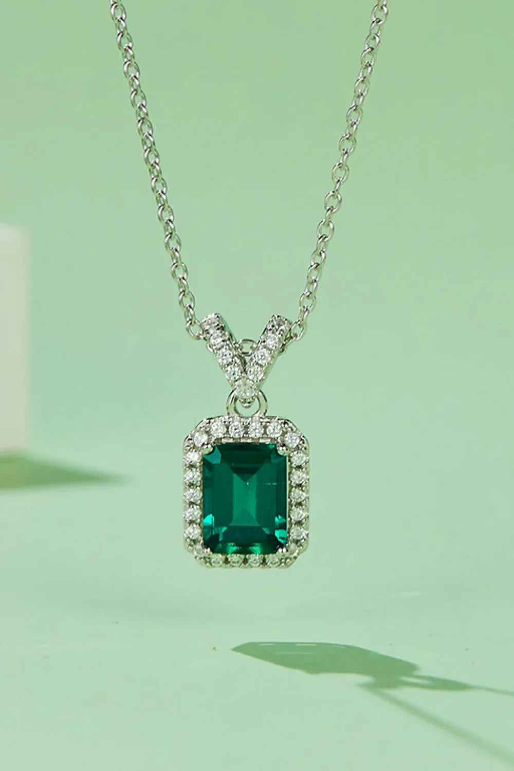 1.25 Carat Lab-Grown Emerald Pendant In Sterling Silver Velanci