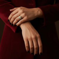 Ring Alessia - Flower Sunburst Zircon Halo, Platinum-Plated Velanci