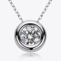 1 Carat Moissanite Pendant Necklace - Bezel Sterling Silver Velanci