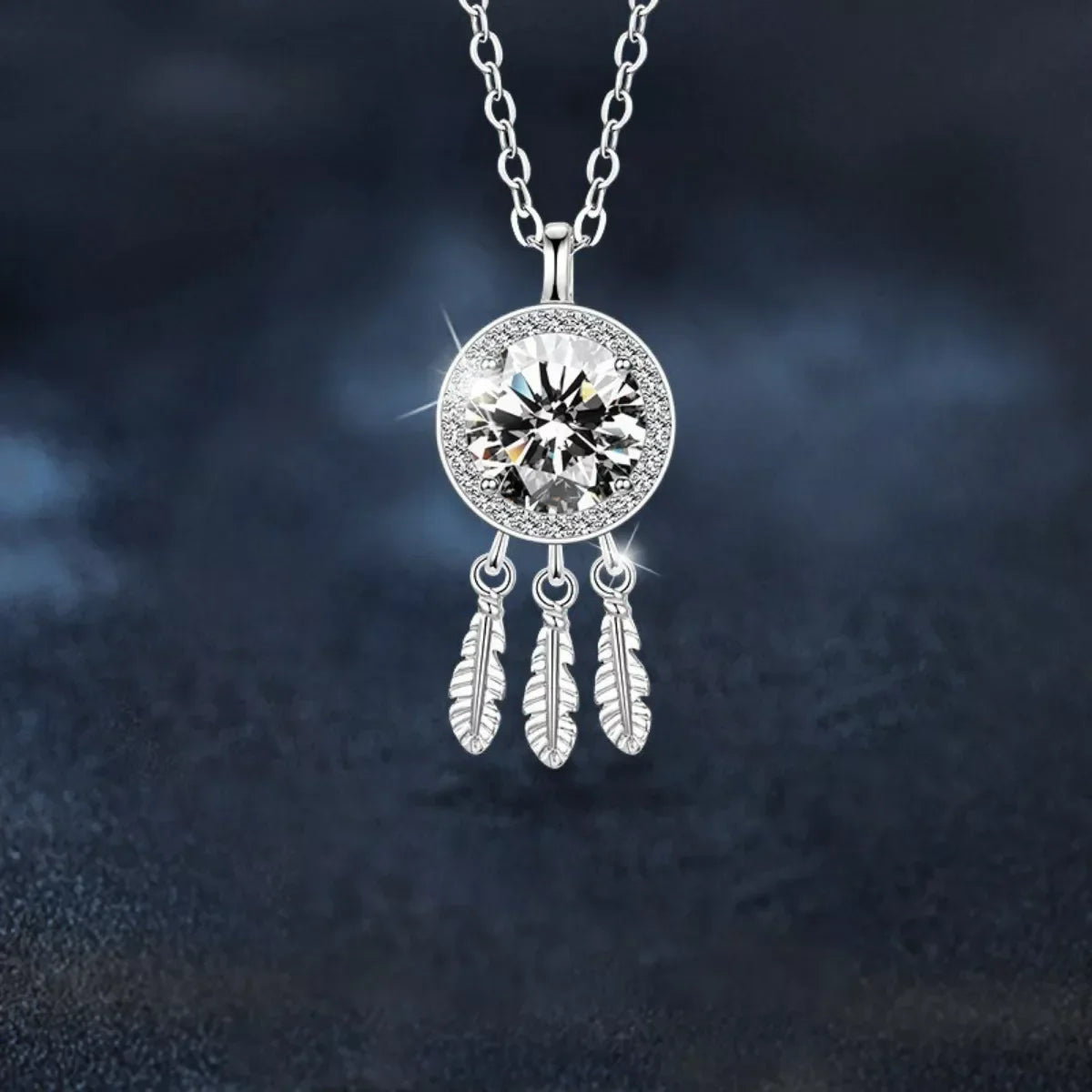 Dreamcatcher Necklace - 1 Carat Moissanite, Sterling Silver Velanci