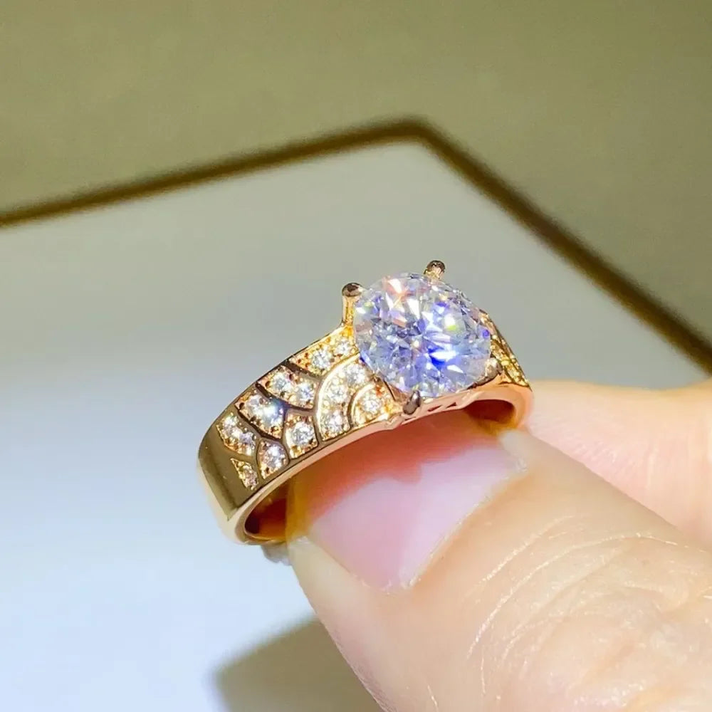 Moissanite Ring Giulia - 1.5ct Gold-Plated Sterling Silver Women's Ring Velanci