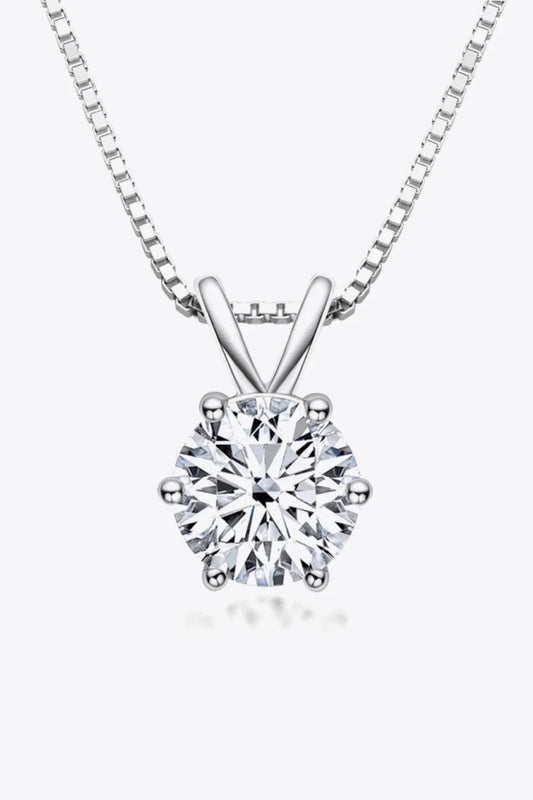 Minimalist 1 Carat Moissanite Necklace - Sterling Silver Velanci
