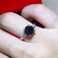 2 Carat Moissanite Ring Francesca - Minimalist Black Center Women's Ring Velanci