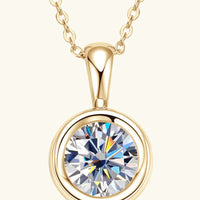 Moissanite Necklace - 2 Carat Bezel Sterling Silver Chain Velanci