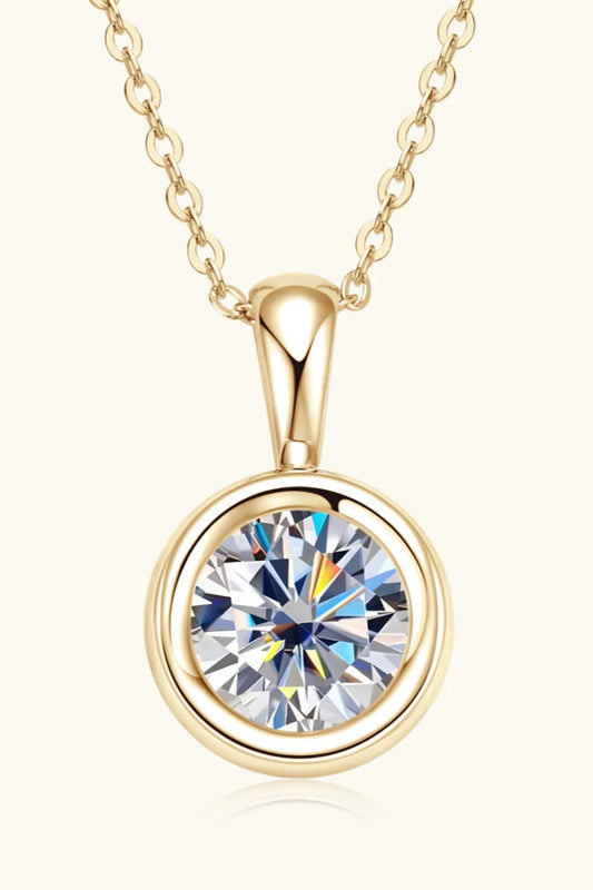 Moissanite Necklace - 2 Carat Bezel Sterling Silver Chain Velanci