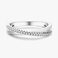 Sterling Silver Ring Giulia - Crisscross Moissanite Sparkle Women's Ring Velanci