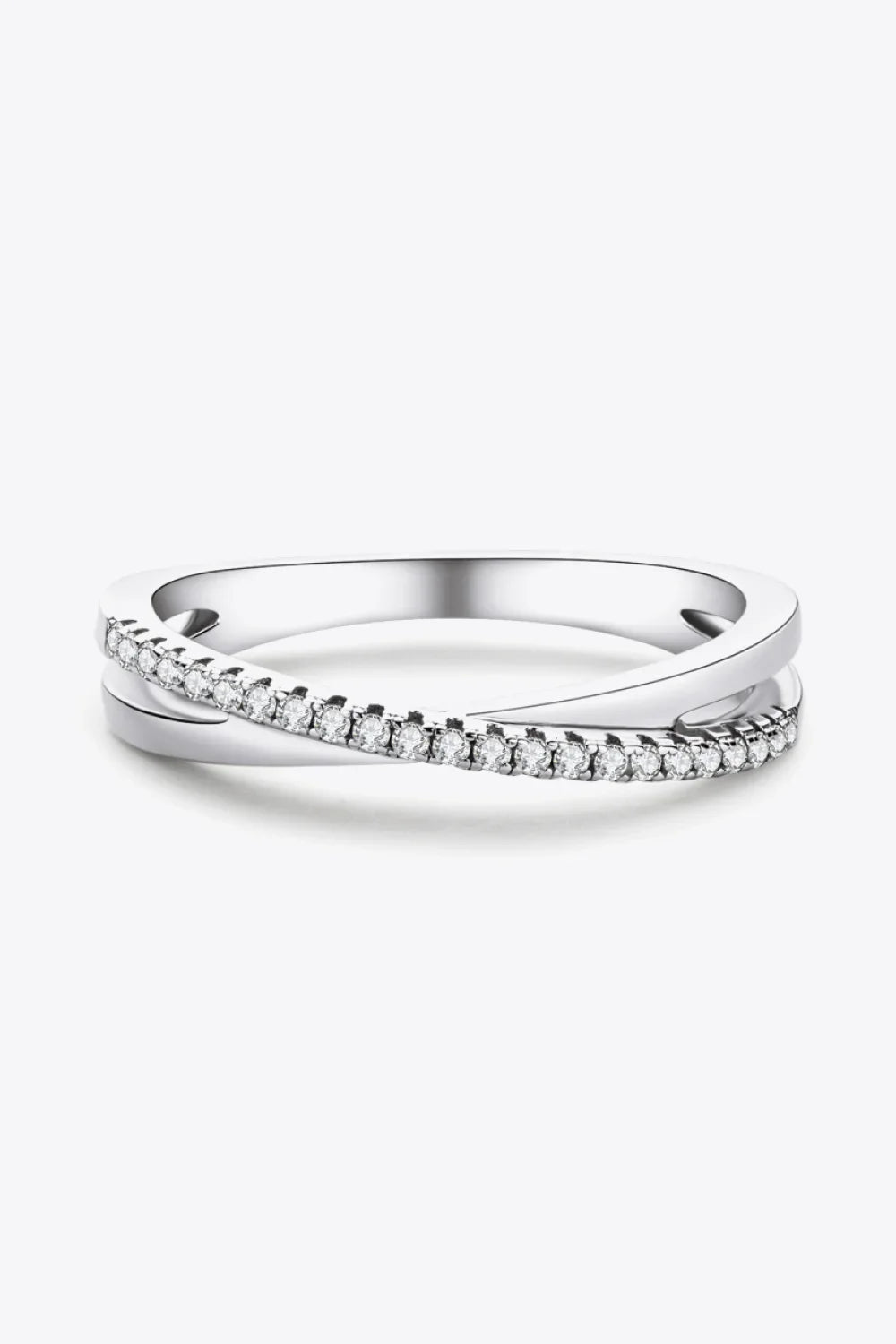 Sterling Silver Ring Giulia - Crisscross Moissanite Sparkle Women's Ring Velanci
