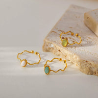 Ring Alessia - Wave-Open Gold-Plated Coastal Shine Women's Ring Velanci