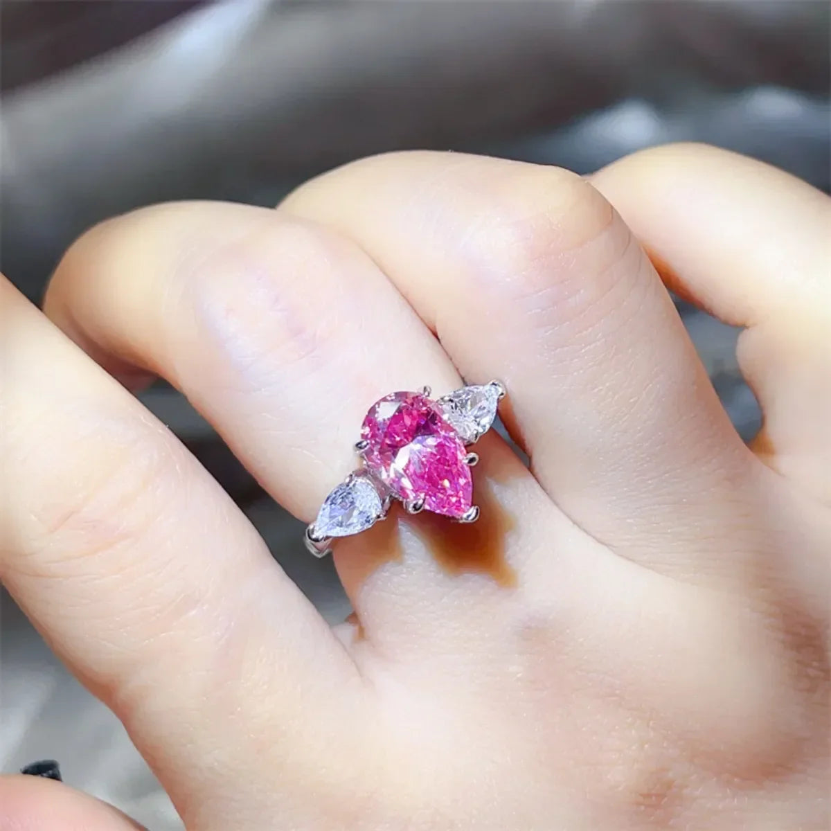 Sterling Silver Ring Isabella - Pink 2Ct Moissanite Women's Ring Velanci