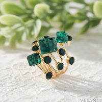 Ring Giulia - 18K Gold-Plated Layered Crystal Shine Women's Ring Velanci