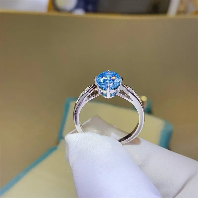 Ring Valentina - 2ct Blue Moissanite Sparkle Everyday Shine Women's Ring Velanci