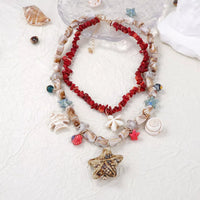 Shell Necklace - Gold-Plated Boho Beach Charm Adjustable Velanci
