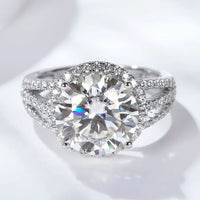 Ring Elena - 5 Carat Moissanite Split Shank Sterling Silver Women's Ring Velanci