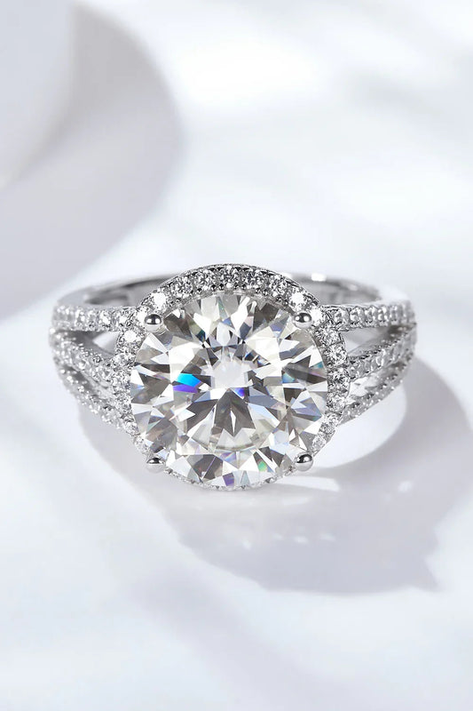 Ring Elena - 5 Carat Moissanite Split Shank Sterling Silver Women's Ring Velanci