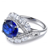 Ring Francesca - 5 Carat Lab-Grown Sapphire, Pt-Plated Women's Ring Velanci