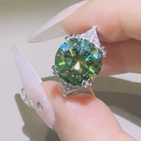 Moissanite Ring 5 Carat Luna - Brilliant Green Sparkle Women's Ring Velanci
