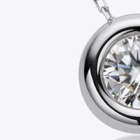 1 Carat Moissanite Pendant Necklace - Bezel Sterling Silver Velanci