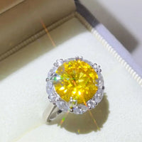 Ring Isabella - 5 Carat Yellow Moissanite Halo Sterling Women's Ring Velanci