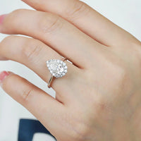 1.5 Carat Moissanite Teardrop Ring Giulia - Halo Sparkle Women's Ring Velanci