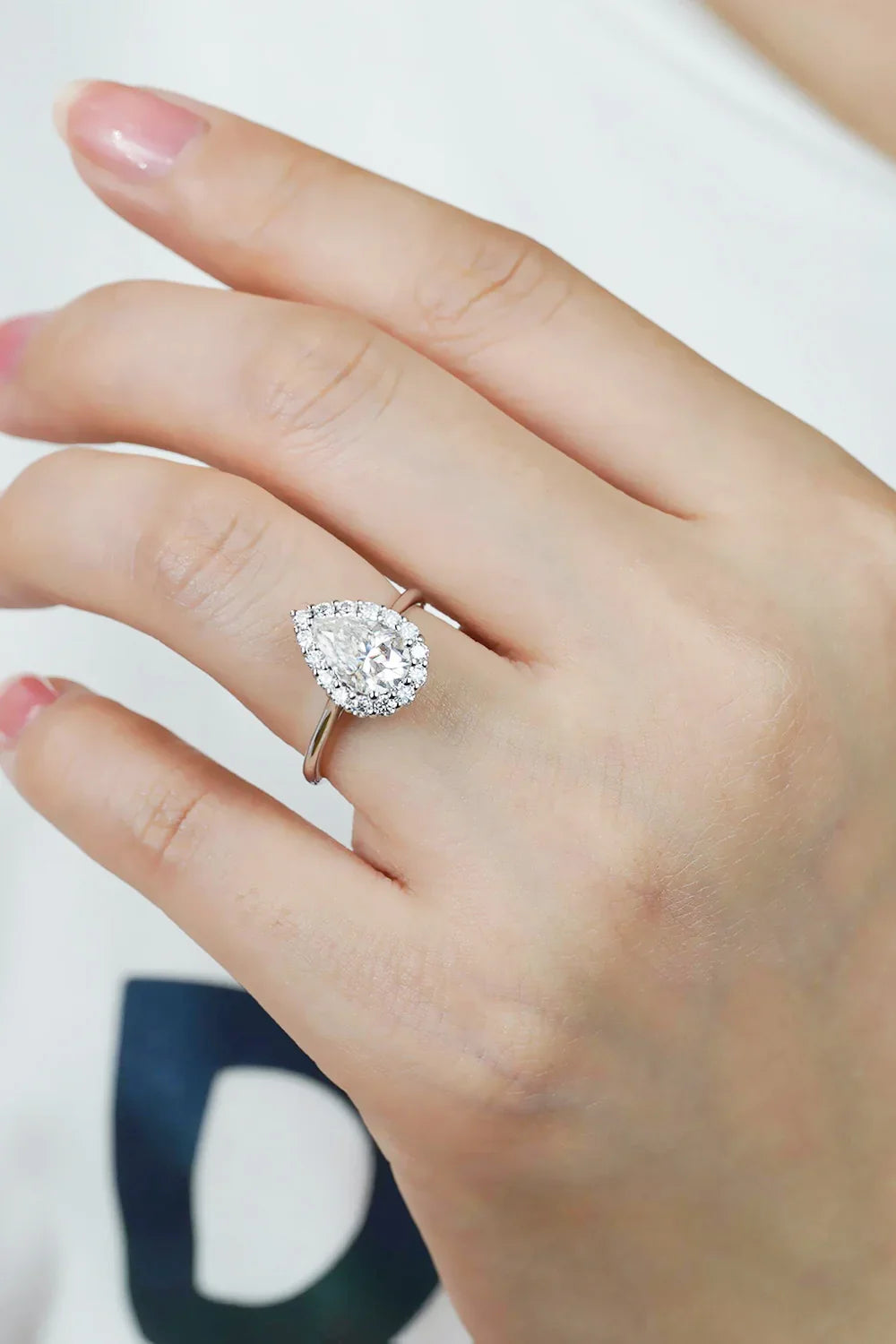 1.5 Carat Moissanite Teardrop Ring Giulia - Halo Sparkle Women's Ring Velanci