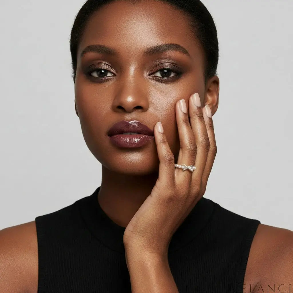 Bow Pearl Beaded Ring Livia - Magnificent Pearl Bow Velanci