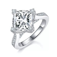 Ring Luna - 4ct Moissanite, Platinum-Plated Sterling Silver Women's Ring Velanci