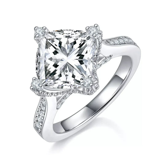 Ring Luna - 4ct Moissanite, Platinum-Plated Sterling Silver Women's Ring Velanci