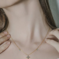 Moissanite North Star Pendant Necklace - Sterling Silver Velanci