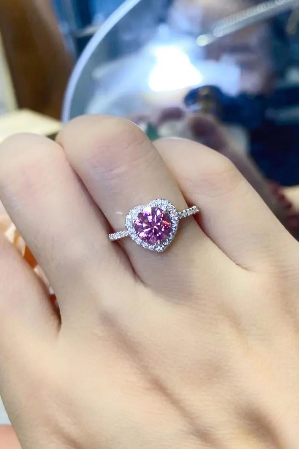 1 Carat Moissanite Heart Ring Giulia - SterlingSilver Shine Women's Ring Velanci