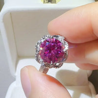 Ring Alessia - 2 Carat Moissanite Floral Halo Silver Women's Ring Velanci