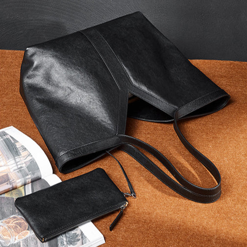 Korean Style Autumn Luxe Leather Tote Bag