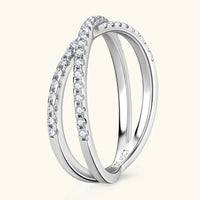Moissanite Ring Bianca - Crisscross Sterling Silver Shine Women's Ring Velanci