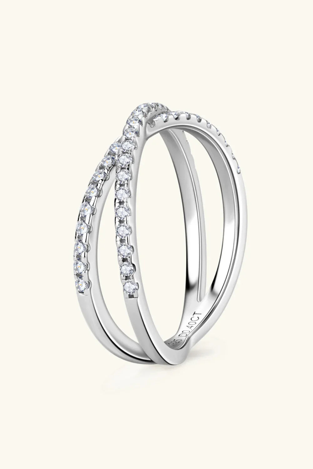 Moissanite Ring Bianca - Crisscross Sterling Silver Shine Women's Ring Velanci