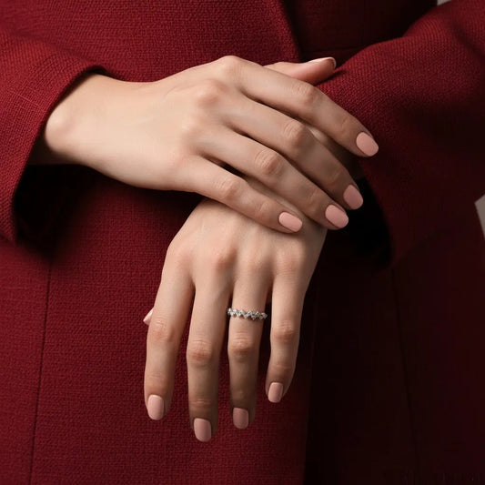 Moissanite Ring Sofia - Coastal Elegance With Rhodium Plating Velanci