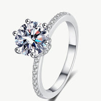 Sterling Silver Moissanite Ring Elena - 2 Carat Sparkle Women's Ring Velanci