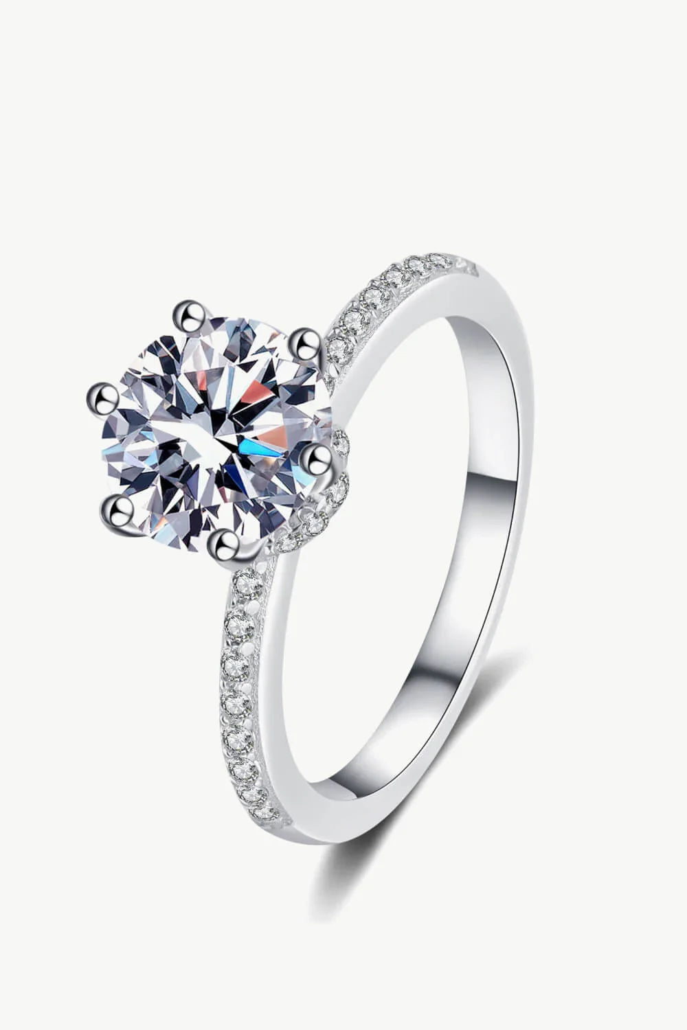 Sterling Silver Moissanite Ring Elena - 2 Carat Sparkle Women's Ring Velanci