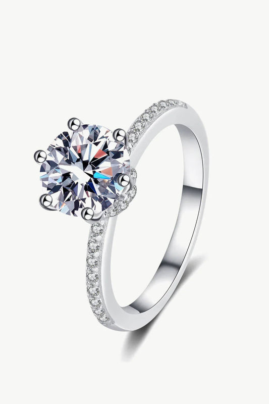 Sterling Silver Moissanite Ring Elena - 2 Carat Sparkle Women's Ring Velanci