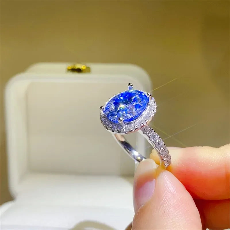5 Carat Moissanite Sterling Silver Ring Alessia - Halo Shine Women's Ring Velanci
