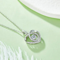 Moissanite Heart Necklace - Sterling Silver Halo Pave Velanci