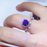 Moissanite Ring Bianca - 1 Carat Silver Halo Shine Women's Ring Velanci