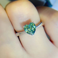 Ring Giulia - One Carat Moissanite Heart Sterling Silver Women's Ring Velanci