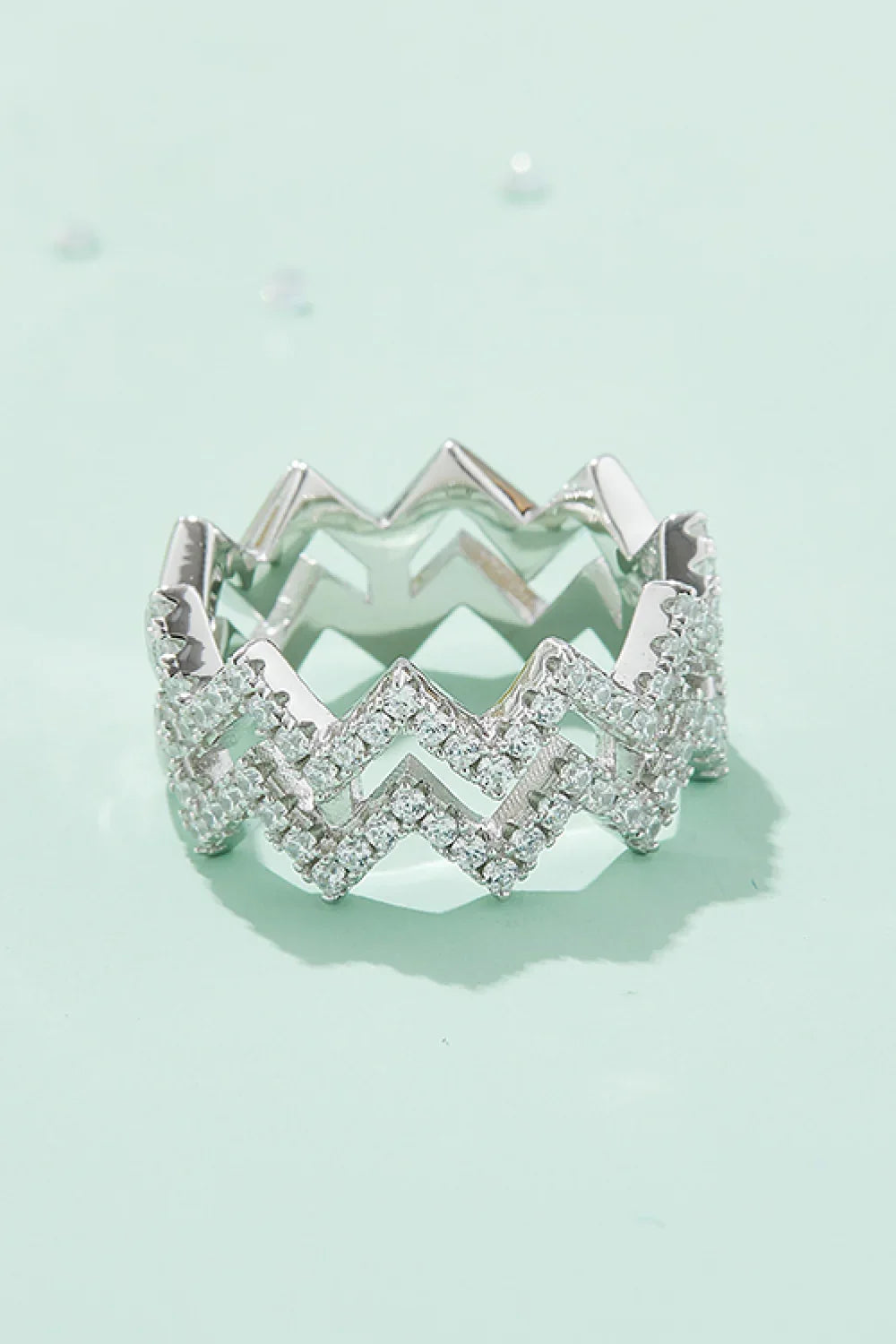 Moissanite Zigzag Stacking Rings Giulia - Everyday Sparkle Women's Ring Velanci
