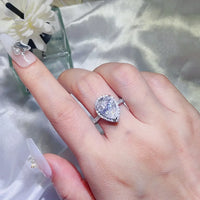Moissanite Ring Isabella - Halo Pear-Cut 2ct Silver Women's Ring Velanci