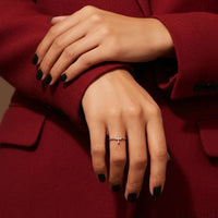 Sterling Silver Zircon Cross Ring Bianca - Delicate Sparkle Velanci