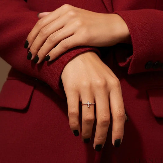 Sterling Silver Zircon Cross Ring Bianca - Delicate Sparkle Velanci