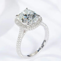 Moissanite Halo Ring Alessia - 6ct Center, Silver Band Women's Ring Velanci