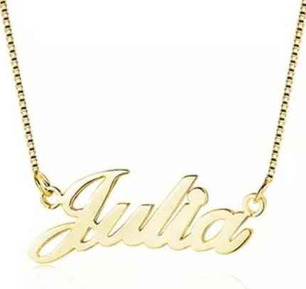 Sterling Silver Name Necklace Giulia - Custom Script Pendant on 16-18in Chain Velanci
