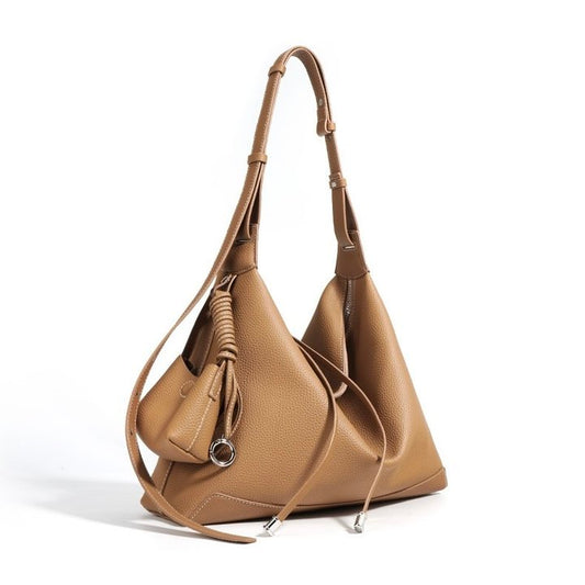 Elegant Genuine Leather Minimalist Dumpling Tote Handbag