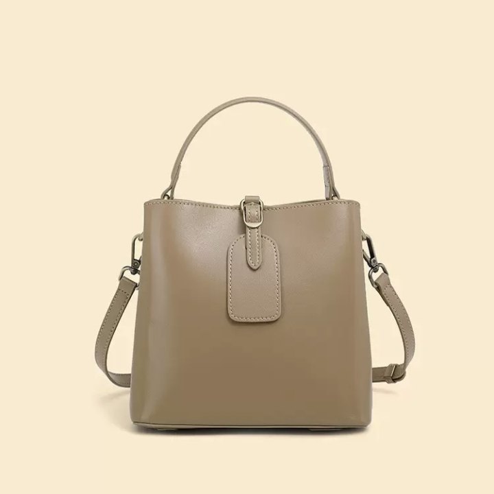Opulent Leather Bucket Crossbody Handbag for Women